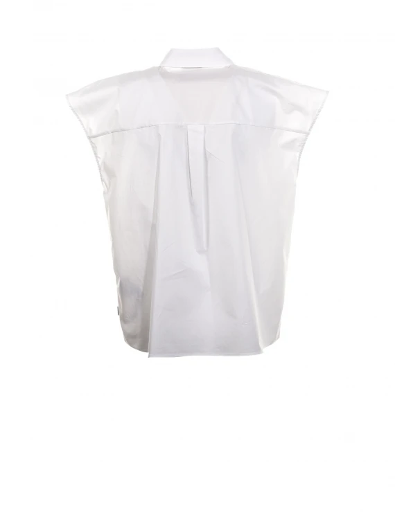 White short-sleeved blouse in cotton