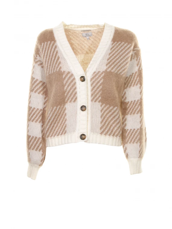 Cardigan with check pattern