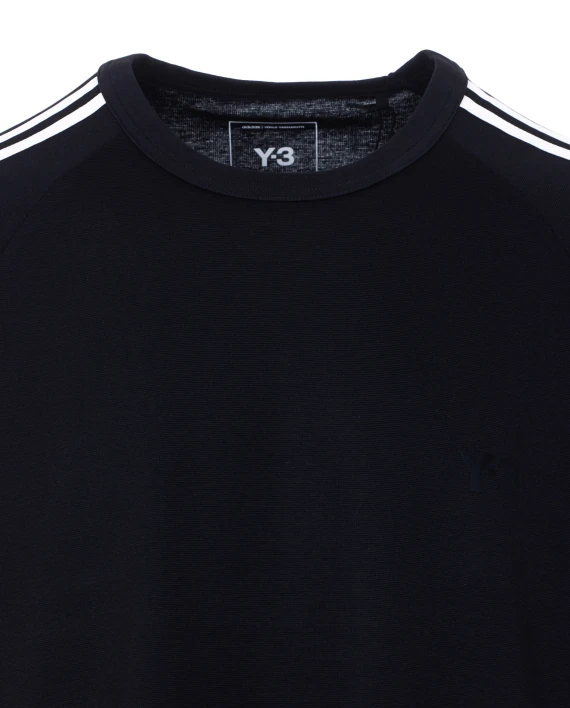 Black T-shirt with contrast stripes and tone-on-tone logo Y-3