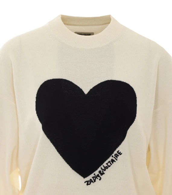 Maglione bianco con cuore Zadig & Voltaire