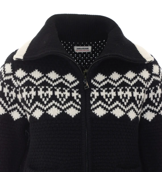 Cardigan Gildas Friezes nero in lana e cashmere Zadig & Voltaire