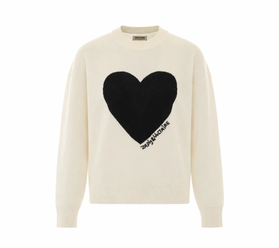ZADIG & VOLTAIRE - Maglione bianco con cuore - Donna - Taglia S