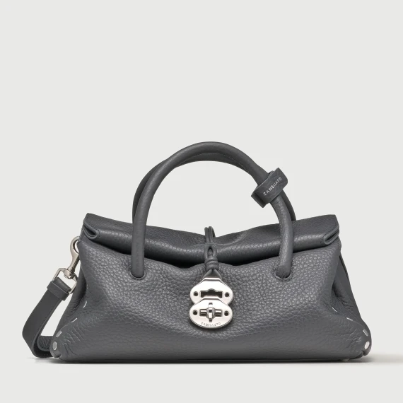 BORSA DOTTA® SMALL IN PELLE MARTELLATA GREY STROMBOLI