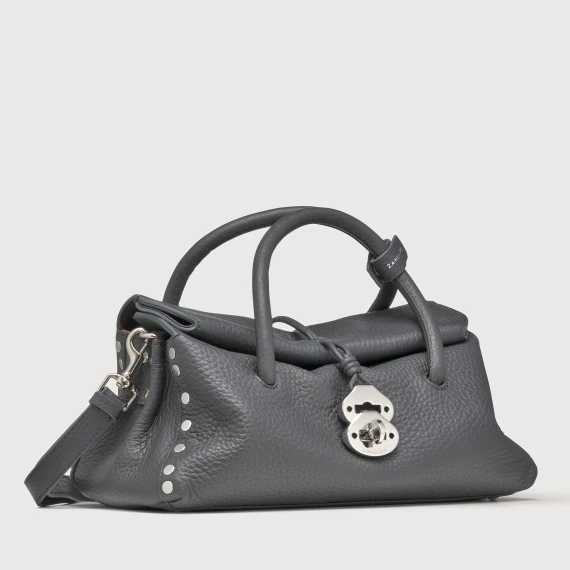 BORSA DOTTA® SMALL IN PELLE MARTELLATA GREY STROMBOLI