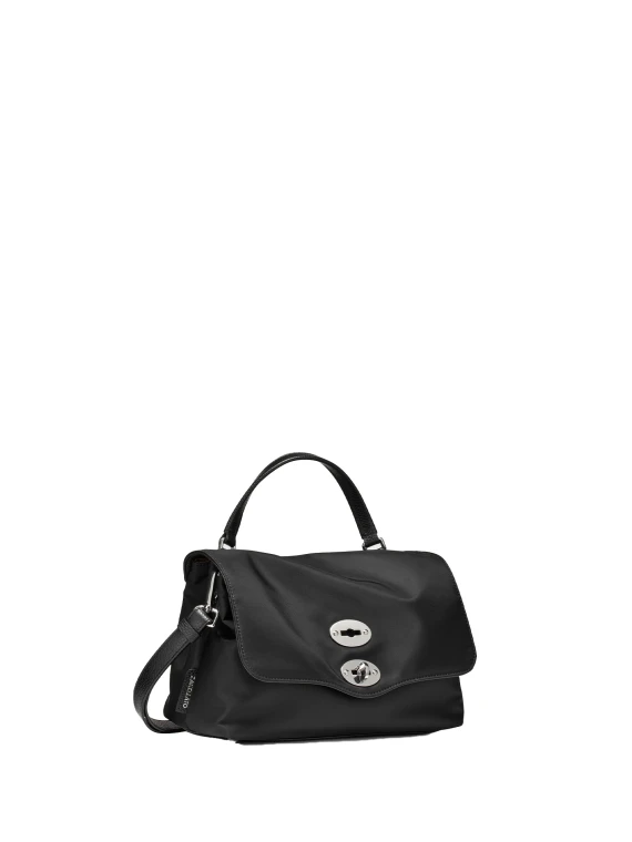 Tokyo Baby Black Leather Tucked Postman Bag