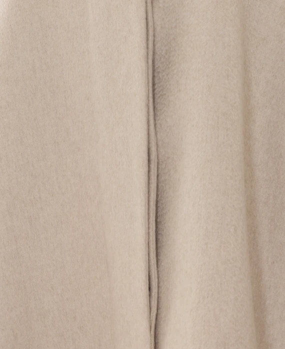 Beige Asymmetrical Coat with Frontal Buttons Closure