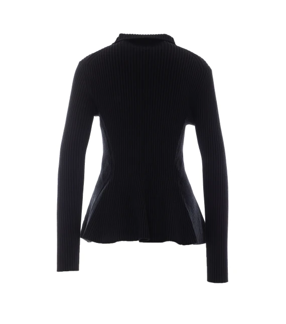 Black Knitted Cardigan with Zip Closure Alaia