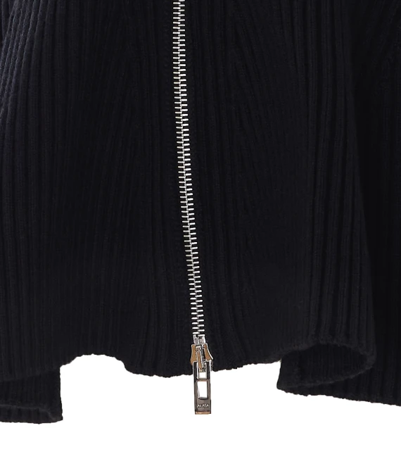 Black Knitted Cardigan with Zip Closure Alaia