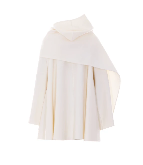Giaccone bianco con cappuccio e sciarpa integrata Alaia