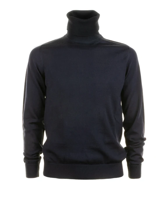 Dolcevita blu navy in lana merinos