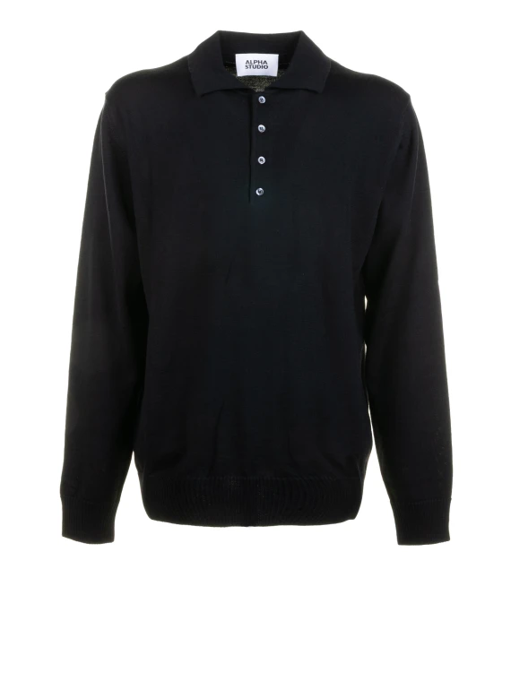 Polo nera a 4 bottoni