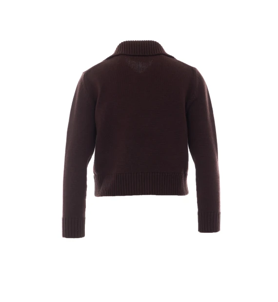 Cardigan in lana marrone con zip Alpha studio