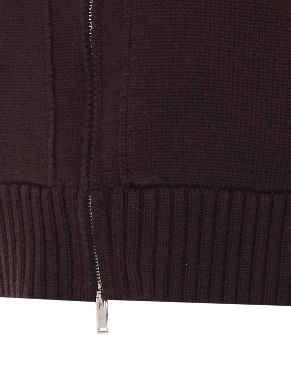 Cardigan in lana marrone con zip Alpha studio