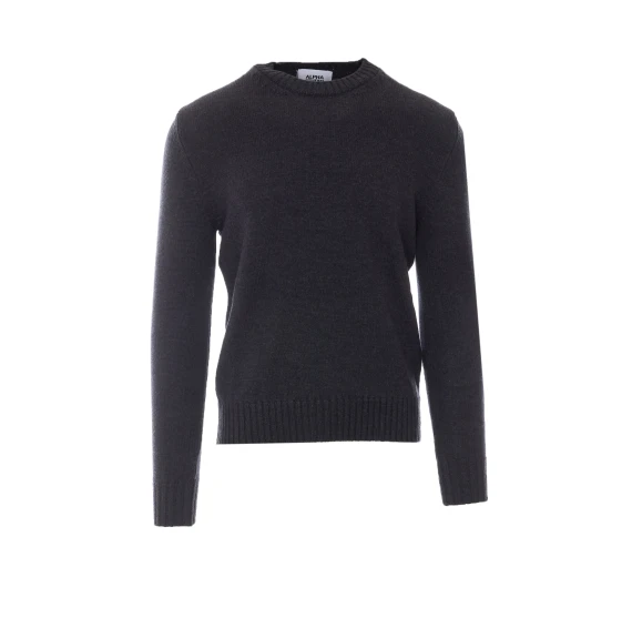 Maglione girocollo in lana grigio scuro