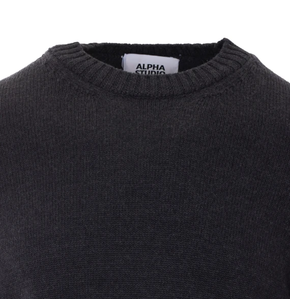 Dark grey wool crew-neck sweater Alpha studio