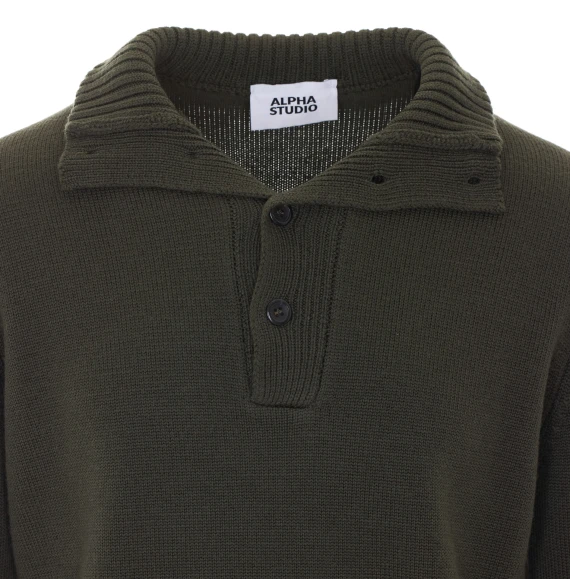 Dark green wool high-neck sweater Alpha studio