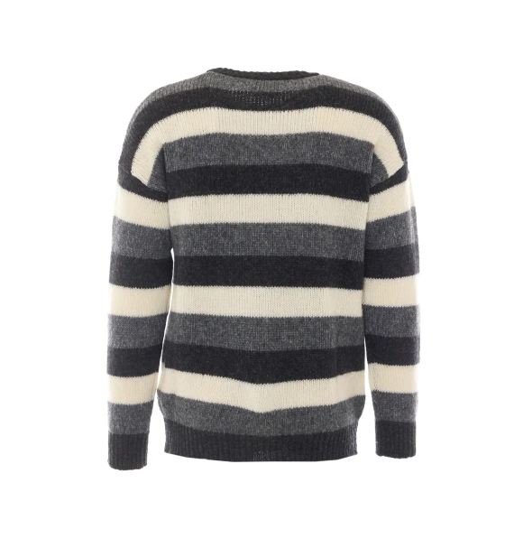 Maglione grigio e bianco a righe Alpha studio