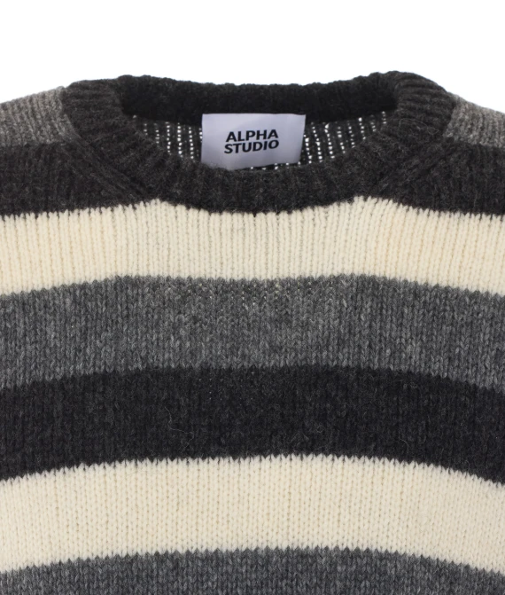 Maglione grigio e bianco a righe Alpha studio