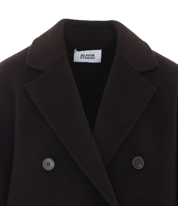 Caban oversize in lana marrone Alpha studio