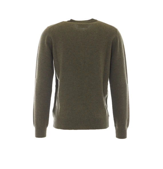 Dark olive green wool crewneck sweater Alpha studio