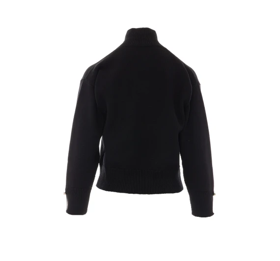 Cardigan a collo alto in lana nera Alpha studio