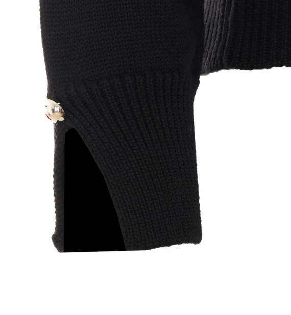 Cardigan a collo alto in lana nera Alpha studio