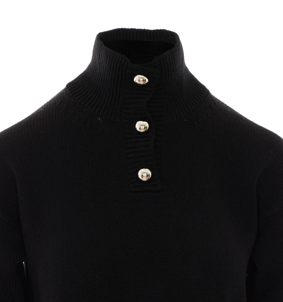 Cardigan a collo alto in lana nera Alpha studio