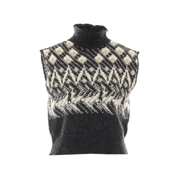 Gilet in maglia jacquard grigio scuro e bianco Alpha studio