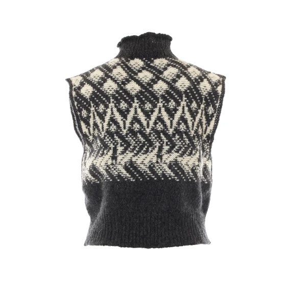 Gilet in maglia jacquard grigio scuro e bianco Alpha studio