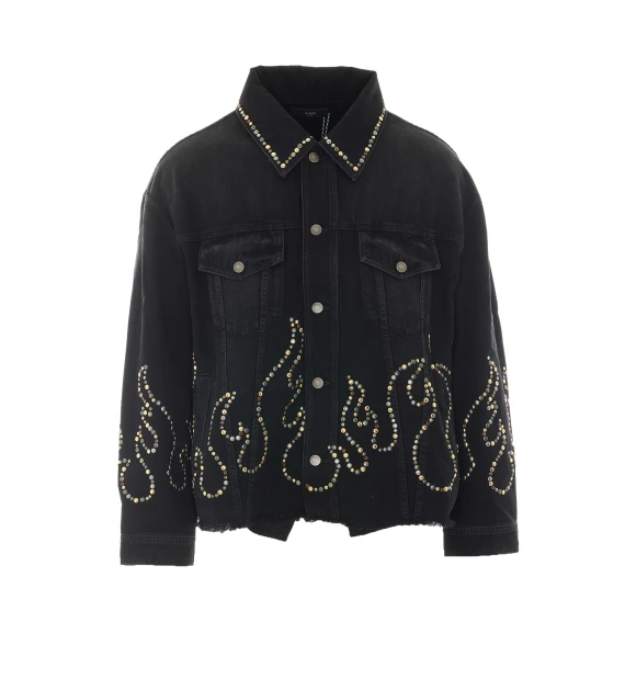 Studs Flames Trucker Jacket