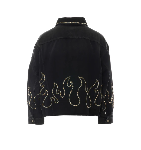 Studs Flames Trucker Jacket