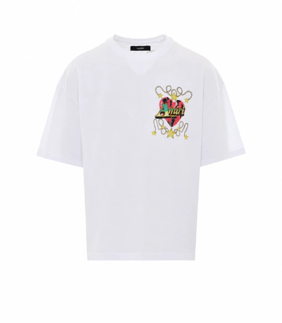 T-shirt bianca con stampa a cuore Amiri