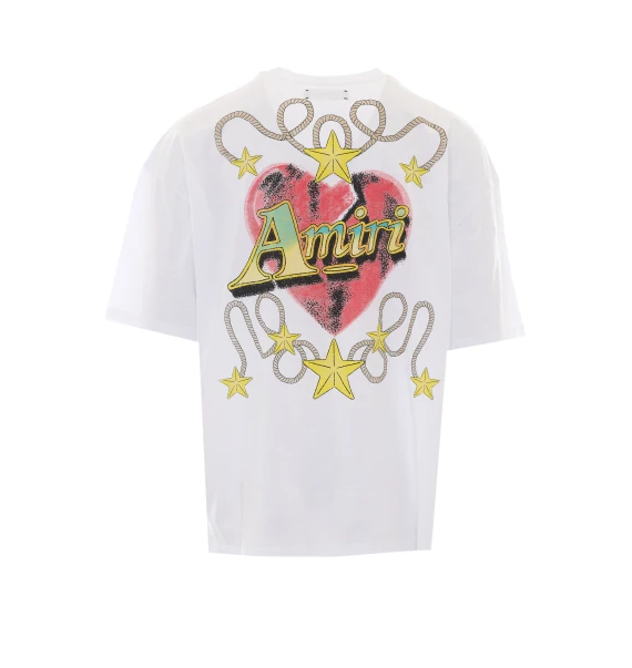 T-shirt bianca con stampa a cuore Amiri