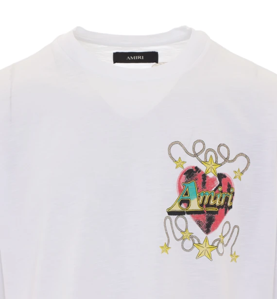 T-shirt bianca con stampa a cuore Amiri