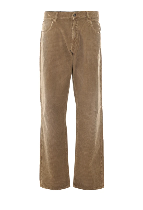 Jeans beige chiaro in cotone a coste