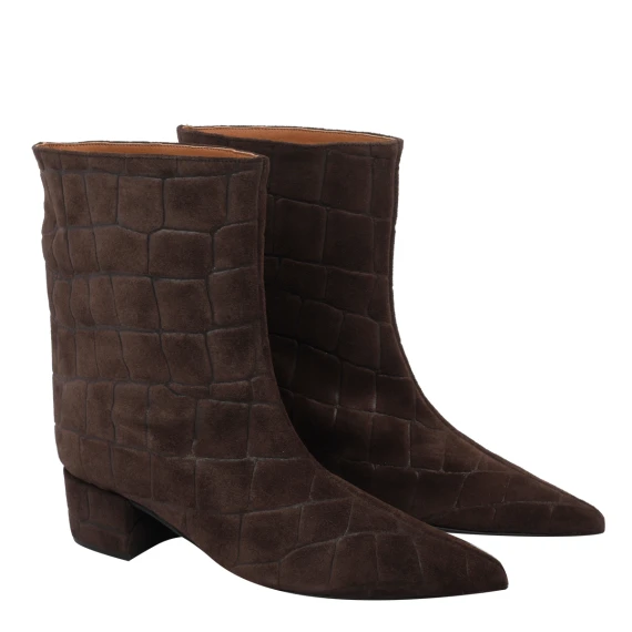 Suede Booties Croco Print ANGEL ALARCON