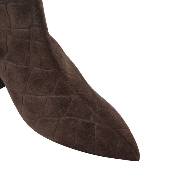 Suede Booties Croco Print ANGEL ALARCON