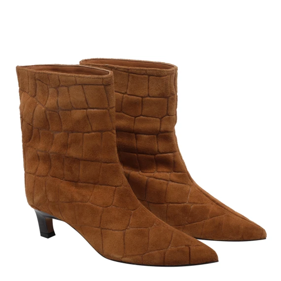 Aviana brown crocodile-effect ankle boots ANGEL ALARCON