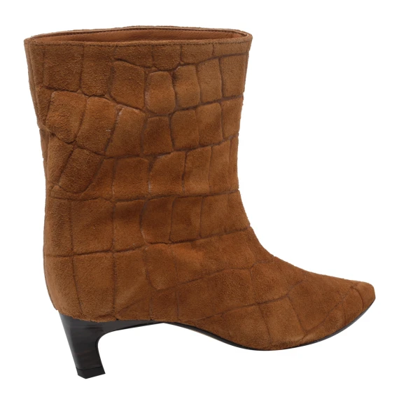 Aviana brown crocodile-effect ankle boots ANGEL ALARCON