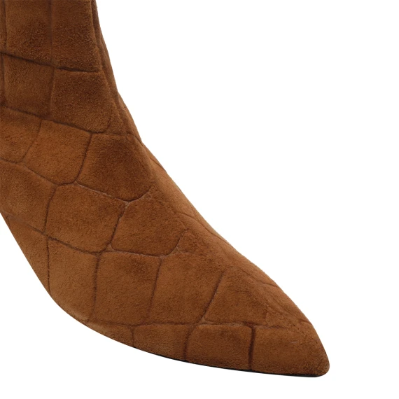 Aviana brown crocodile-effect ankle boots ANGEL ALARCON