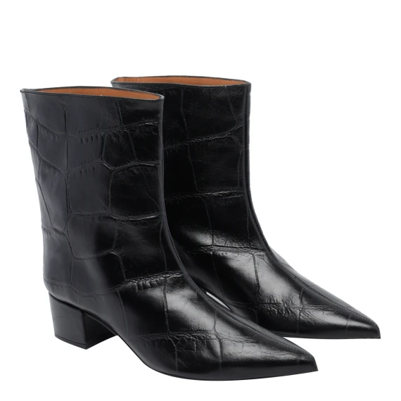 Black croc-effect ankle boots ANGEL ALARCON
