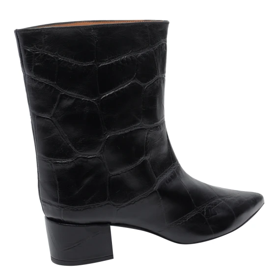 Black croc-effect ankle boots ANGEL ALARCON