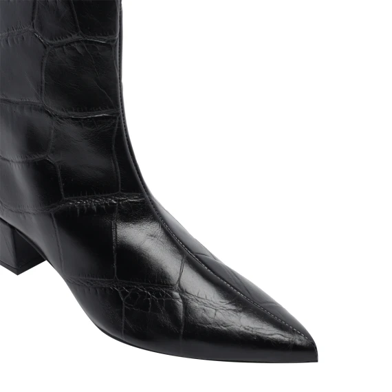Black croc-effect ankle boots ANGEL ALARCON