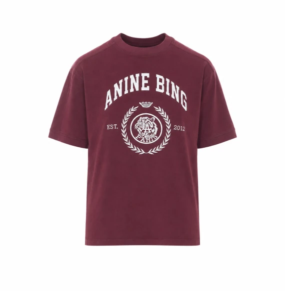 T-shirt bordeaux con stampa frontale