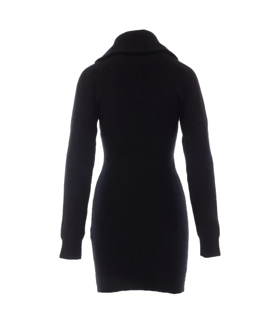 Black June Trucker Collar Dress Frontal Zip Closure ANINE BING