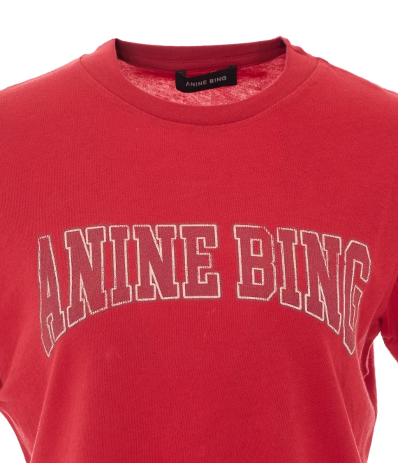 T-shirt rossa con logo ANINE BING