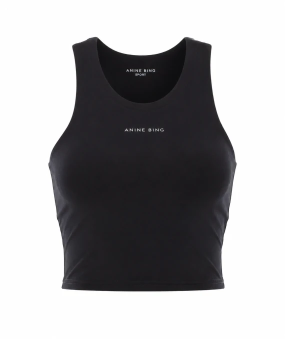 Top corto nero con stampa