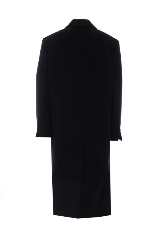 Black Aldina Long Coat with Frontal Buttons Closure Ann Demeulemeester