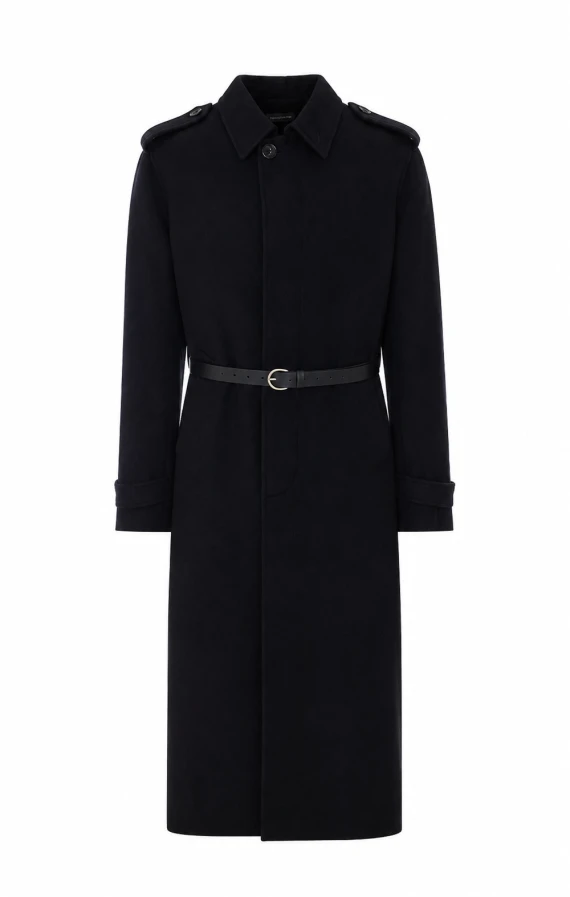 Black Wilmer Car Coat with Frontal Buttons Closure Ann Demeulemeester