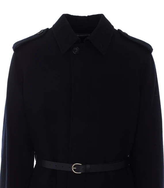 Black Wilmer Car Coat with Frontal Buttons Closure Ann Demeulemeester